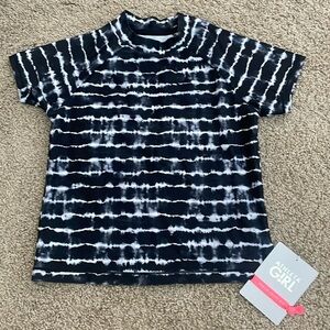 BNWT Mock Neck Rashguard by Athleta Girl in black and white tie dye print
